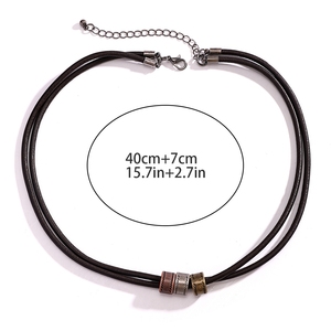 Minimalist ische Leder geknotete <span class=keywords><strong>Ring</strong></span> Halskette für Männer High-End Hip-Hop-Stil Trendy Perlen Schlüsselbein Kette Zubehör - Product Image 6