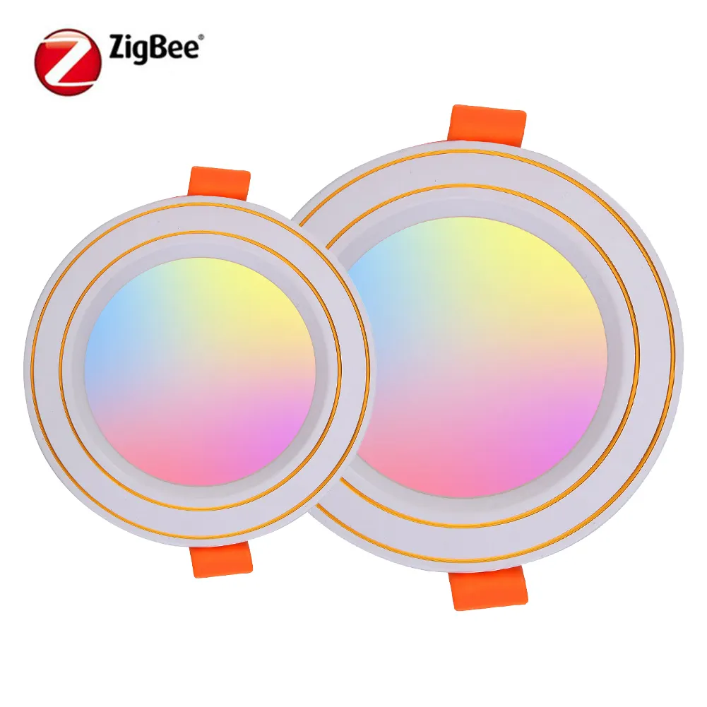ZigbeeスマートLEDダウンライト調光ラウンド埋め込み式スポットライト6WRGB 2700K-6500K W CライトAlexaと互換性があります
