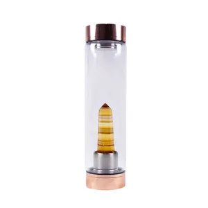 Natural Crystal Tower Custom Logo Glass Water Bottle Crystal Point Crystal Water Bottle for gifts