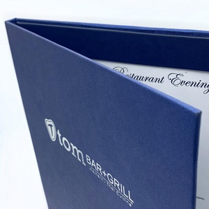 Porte-menu personnalisé en cuir PU bleu marine, format A4/Lettre/Légal, pour restaurants, avec 2 vues, support de menu en cuir - Product Image 6