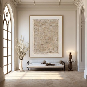 Lienzo Decorativo Contemporáneo Wabi Sabi Beige, Pintura Abstracta Vertical Grande Moderna sobre Lienzo, Pintada a Mano para Hogar y Galería - Product Image 2