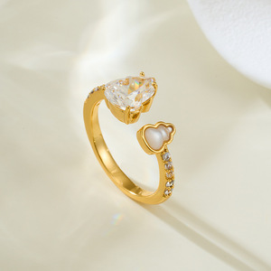 Luxury Zircon Shell Gourd Open <b>Ring</b> <b>Adjustable</b> Index Finger <b>Ring</b> New Style Jewelry Gift - Product Image 1