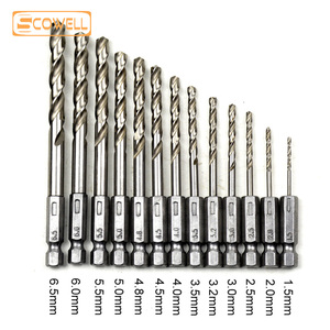 SCOWELL 13pcs <span class=keywords><strong>1</strong></span>/4 Inch Hex Shank Twist <span class=keywords><strong>Drill</strong></span> Bits <span class=keywords><strong>Set</strong></span> <span class=keywords><strong>1</strong></span>.5mm hingga 6.5mm Mata Bor Jobber - Product Image 6