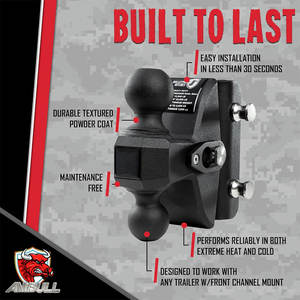 Enganche <span class=keywords><strong>de</strong></span> Suspensión Ambull al por Mayor, Capacidad <span class=keywords><strong>de</strong></span> 22,000 lb, Supresor <span class=keywords><strong>de</strong></span> Impactos <span class=keywords><strong>de</strong></span> Servicio Pesado, Doble <span class=keywords><strong>Bola</strong></span> <span class=keywords><strong>de</strong></span> 2" y 2-5/16" - Product Image 3