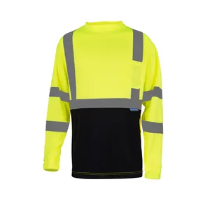 LX Low MOQ Yellow Safety Shirt Long Sleeve Reflective Stock Reflective Print Polo Shirt With Logo