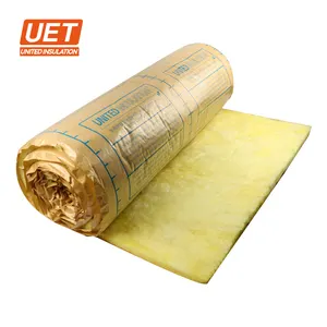 UET isolation thermique laine de verre papier kraft laminé aluminium feuille ignifuge haute résistance à la chaleur rouleau de fibre de verre