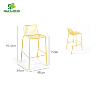 Tabouret de bar moderne en fil métallique, chaise de bar commerciale empilable en fer, tabouret de comptoir haut pour café, bistrot, restaurant, hôtel