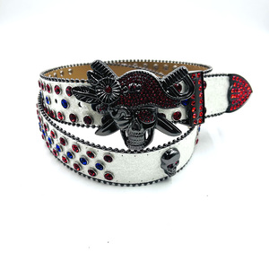 <span class=keywords><strong>Ceinture</strong></span> Y2K à strass en promotion avec nouvelle <span class=keywords><strong>ceinture</strong></span> <span class=keywords><strong>Western</strong></span> Diamond BB, <span class=keywords><strong>boucle</strong></span> pirate de style nouveau, en <span class=keywords><strong>cuir</strong></span> PU et plastique orné de cristaux - Product Image 4