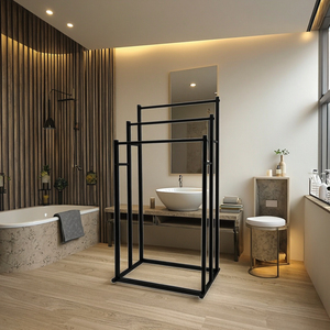 Accessori per il <span class=keywords><strong>Bagno</strong></span>: Portasciugamani a 3 Ripiani in <span class=keywords><strong>Acciaio</strong></span>, Design Moderno per Hotel, Colore Nero - Product Image 5