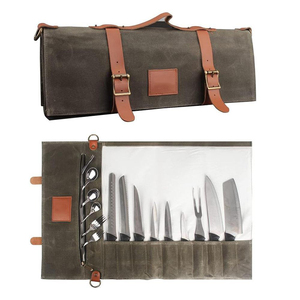 Sac de rangement pour couteaux de cuisine en toile cirée anti-rayures, sac de chef pliable, grande capacité, kit de chef portable pour cuisine occidentale - Product Image 4