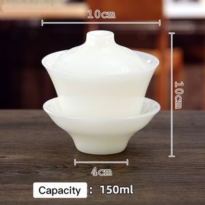 Verre à lait moseur traditionnel chinois, tasse à thé Kung Fu avec couvercle en verre de Jade - Product Image 3