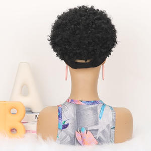 Perruque chapeau <span class=keywords><strong>afro</strong></span> pour femmes africaines |   Perruque courte bouclée avec casquette de baseball |   Perruque synthétique Spring Curl - Product Image 4