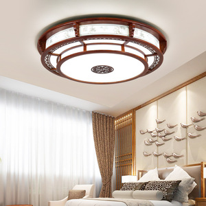 Chinese Style Solid Wood Round <b>Ceiling</b> <b>Light</b> Led Three Color Dimmable Living Room Bedroom Main <b>Light</b> - Product Image 2