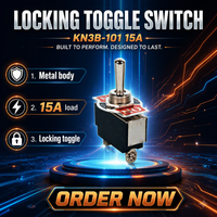 Sakelar Pengunci Industri 15A 250V SPST ON-OFF 2 Pin Logam