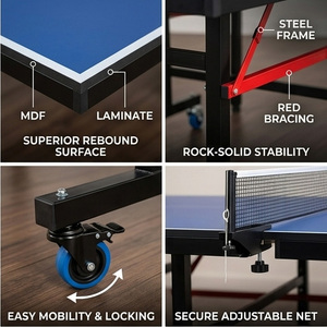<span class=keywords><strong>Ping</strong></span> <span class=keywords><strong>Pon</strong></span>-Mesa de tenis de mesa, plegable, extraíble, 8 ruedas, 15MM, MDF - Product Image 4