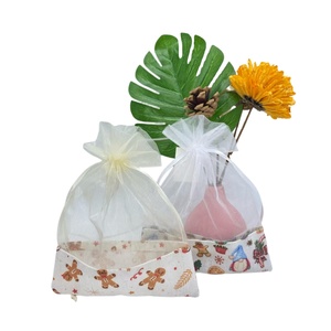 Sac cadeau en coton avec cordon de serrage, sacs en organza à cordon de serrage, pochette d'emballage - Product Image 1