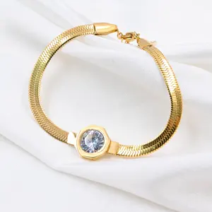 2022 Fashion Snake Chain CZ Zircon Oxide Watch Adjustable Gold Plated Stainless Steel Bracelet Jewelry Women's Gift Party