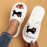 J R Bestseller Pantoufles d'intérieur en coton rayées, motif Teckel et Chat, pour Femme, amusantes et décontractées, style européen et américain, Printemps Automne