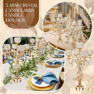 Candelabro a 5 Bracci in Cristallo Impermeabile, Centrotavola per Matrimoni e Natale, Portacandele - Product Image 5