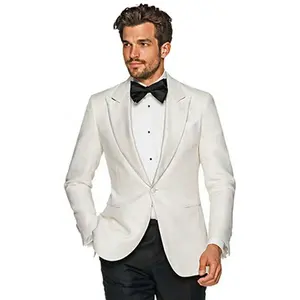 定制顶级新品最佳设计制作白色燕尾服手工结婚套装图片