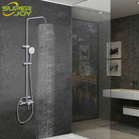 Colonne de douche populaire en Afrique en acier inoxydable 304 avec pommeau de douche pluie rond et carré en ABS chromé, prix usine