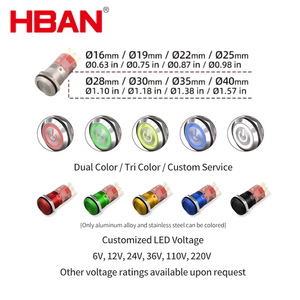 Interrupteur à bouton trois couleurs, interrupteur à LED tricolore RGB, interrupteur à bouton poussoir bicolore éclairé rouge vert bleu, IP67, 220v, 16mm - Product Image 3