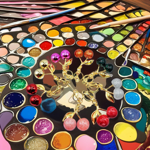 Para monederos y bolsos de entrenador, abalorio y llavero de bolso de cereza roja, resina impresa UV con accesorio de estilo de dibujos animados de acrílico brillante - Product Image 3