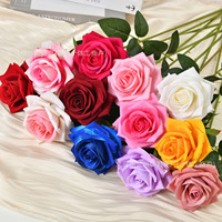 Rose en velours haut de gamme, 62 cm de long, 12 cm de diamètre, tige unique, bouquet de fleurs artificielles, décoration pour la Saint-Valentin, mariage, maison