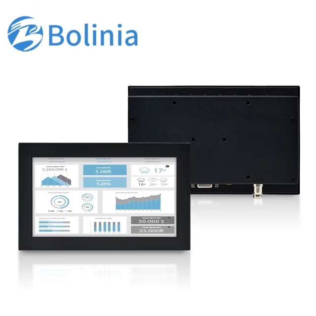 New Mini 7 Inch Wall Mounted Metal LCD Display Resistive Touch Screen VGA BNC for USB TFT IPS 1024x600 Industrial Monitor