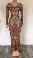 AD1773 Robe de soirée longue de luxe en cristal faite à la main de haute qualité pour femmes, vêtements en strass