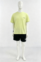 Kaos Pria Bahan Katun Slub Sablon Sutra Kuning, Kerah O-neck, Lengan Pendek, Ringan, Kasual, dan Bernapas