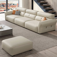 Benutzer definierte moderne weiße Sofa Möbel Set für den Innenbereich Heimgebrauch Echtes Leder mit Holzrahmen für Apartment Wohnzimmer