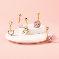 Toposh trendig kristall kralle stilvoll rosa 316l chirurgisch edelstahl naben bauchnabel ring piercing schmuck-set