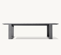 Ensemble de salle à manger moderne pour patio, jardin et hôtel, résistant aux intempéries, couleur personnalisée, table rectangulaire en aluminium thermolaqué durable pour l'extérieur