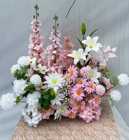 Décoration florale artificielle en rangée de lotus parfumés faits à la main pour les allées de mariage et de fête - Matériau plastique
