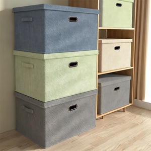Boîte de rangement pliable extra large avec couvercle <span class=keywords><strong>coulissant</strong></span>, sans installation requise, pour vêtements, armoire, <span class=keywords><strong>tiroir</strong></span>, organisateur de rangement, boîte de rangement en tissu pour jouets - Product Image 4