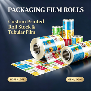 Custom Printed Packaging Film Roll Stock Tubular Film HDPE LDPE Glossy Opaque Food <b>Wrap</b> OEM ODM - Product Image 1