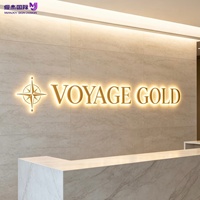 Enseigne électronique personnalisée en lettres 3D rétroéclairées en acier inoxydable brossé, à LED, avec éclairage doux pour l'intérieur, idéale pour les bureaux d'accueil commerciaux