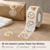 Autocollants ronds durables pour boîtes cadeaux, motif floral, remerciement, forte adhérence, forme circulaire colorée, personnalisables