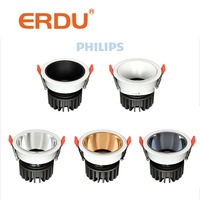 Erdu luminária embutida de teto ajustável, anti-reflexo, cob, regulável, luminária de led