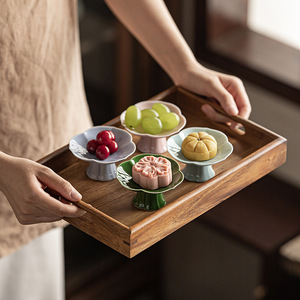 Walnut Wood <b>Tea</b> Tray Flat With Handle Retro Solid Wood For Kung Fu <b>Tea</b> <b>Sets</b> Afternoon <b>Tea</b> Home Hotel Use - Product Image 2