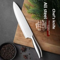 Couteau de chef Santoku en acier inoxydable, lame de 18,5 cm, style minimaliste moderne, usage commercial, éplucheur de fruits/légumes