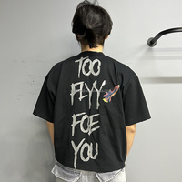 T-shirt surdimensionné Y2K imprimé numérique à l'avant T-shirt personnalisé imprimé réfléchissant 100% coton Boxy T-shirts pour hommes