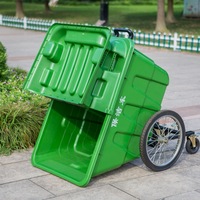 Chariot à déchets à roulettes en acier pour l'extérieur, bac à déchets imperméable, camion à ordures de rue, poubelle à roulettes de 400 L, mini pompe à moteur