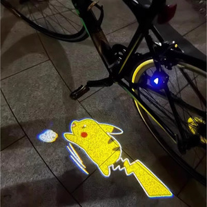 Bicycle Rear <b>Light</b> <b>LED</b> <b>Projector</b> Pikachu Pattern IPX4 Waterproof Night Riding Bike Tail <b>Light</b> 4 Modes Battery Powered - Product Image 1