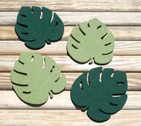 Sous-verres en tissu de cuir de haute qualité respectueux de l'environnement 10 cm support de tapis chaud lumière 5mm d'épaisseur feuille de palmier sous-verres en feutre Tables