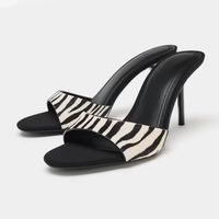 Sandales à lanières ouvertes à l'arrière pour femme ZA, nouvelle collection automne 2026, imprimé animal, tissu fausse fourrure, style européen