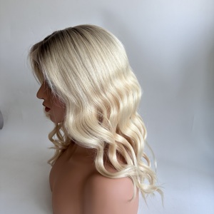 Cheveux vierges bruts, nœuds simples noués à la main pour perruque Lace Top Lace Front, Brunette, Blond chaud, Balayage, pour femmes - Product Image 4