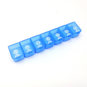 Transparent Blue 7 Compartment Pill <b>Box</b> With Lid Medicine <b>Storage</b> Case For Daily Use - Product Image 5