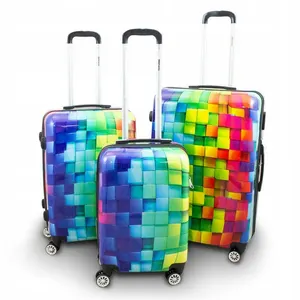 सामान सेट 3 टुकड़ा मुद्रित यात्रा सामान बैग ट्रॉली बैग